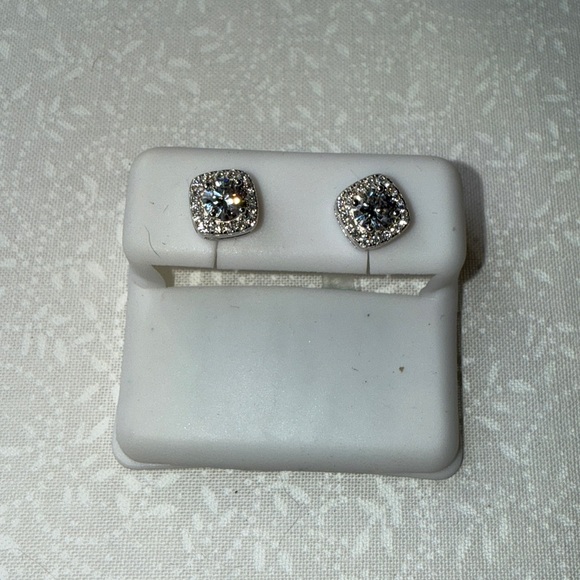 Sparkling Silver Moissanite,Stud Earrings - Picture 1 of 1